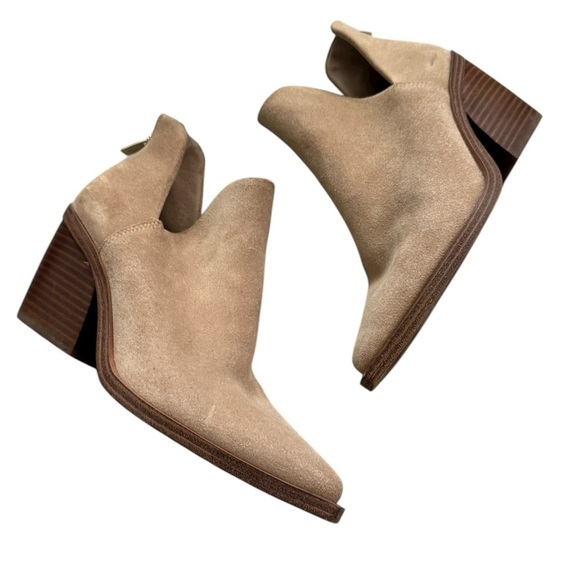 New Vince Camuto Bibestie Tortilla Ankle Boot Tan Suede Bootie size 7 - Picture 2 of 11